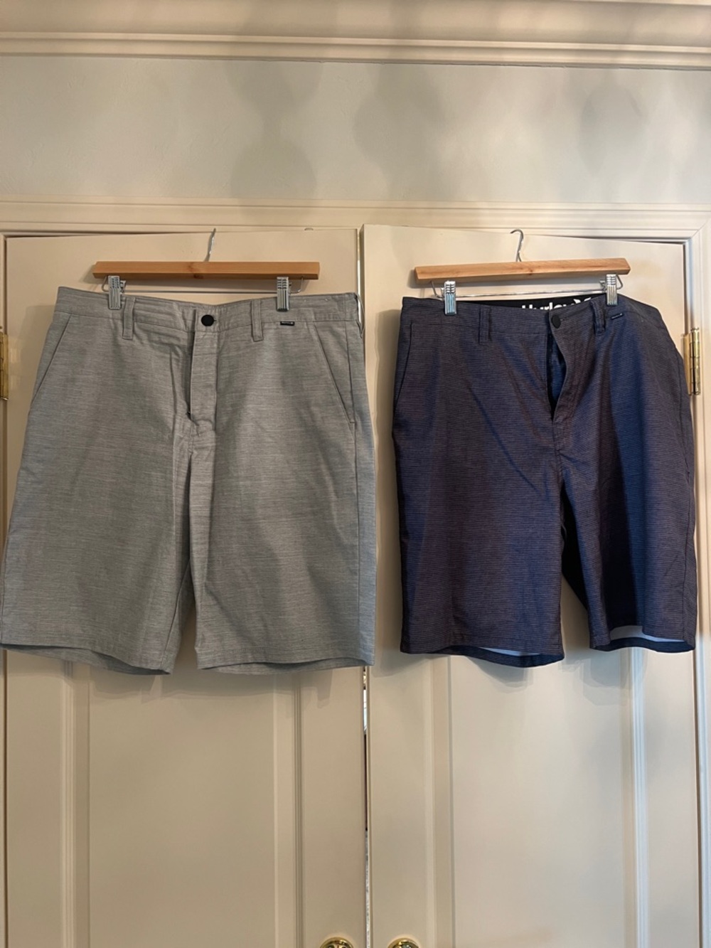 Hurley Men's Flat Front Shorts in Light and dark gray-light sz 34, dark sz 36,